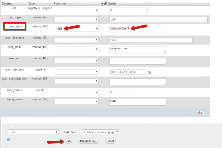 WordPress admin password