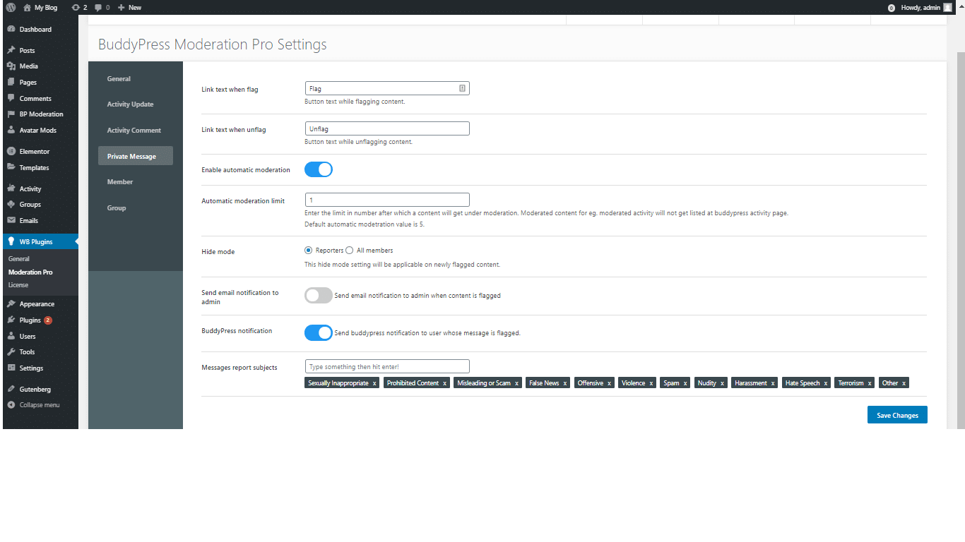BP Moderation Private Messages