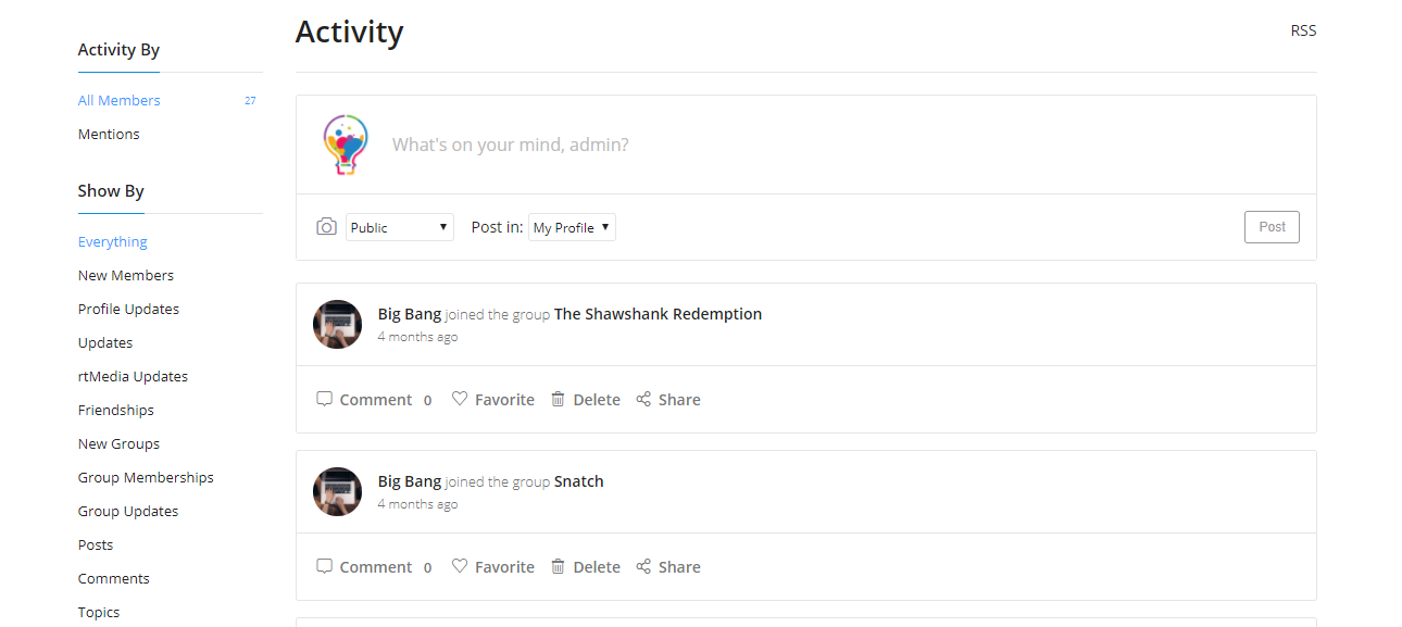 Buddypress Demo BuddyPress Activity Stream