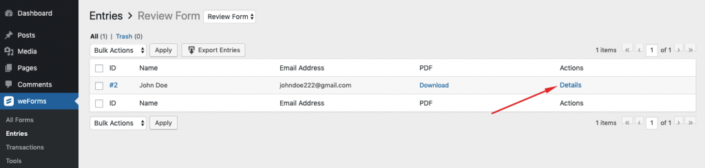 wordpress form How to check the Responses
