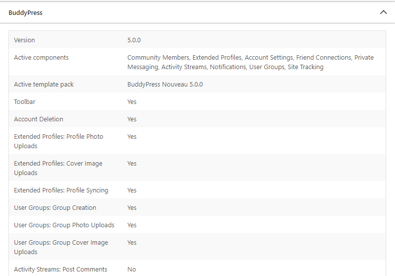 site health buddypress