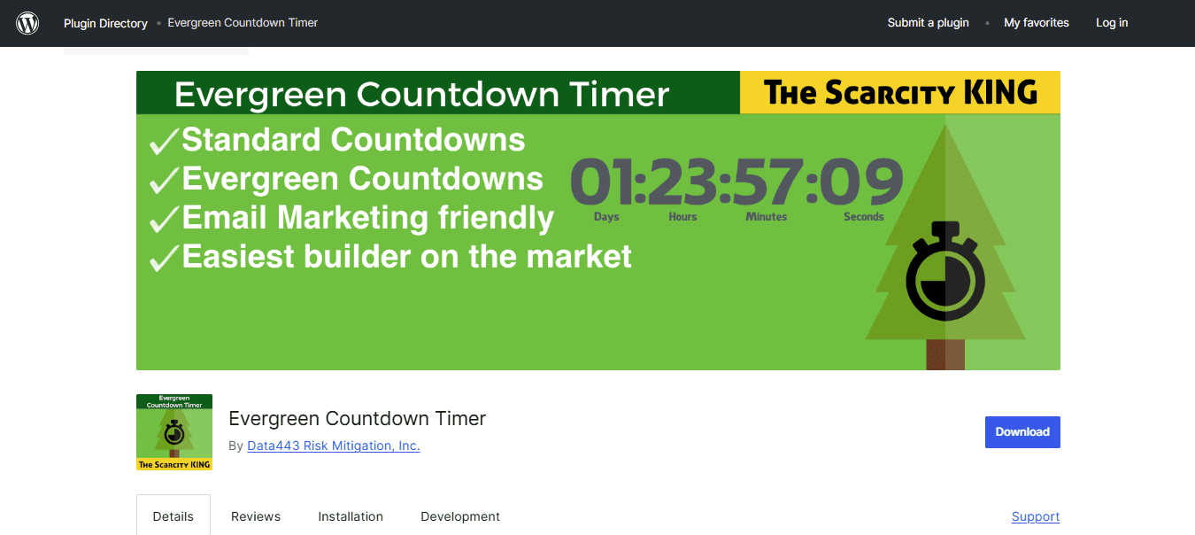 Evergreen Countdown Timer