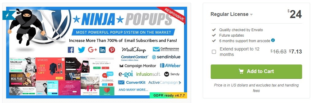 Ninja Popups Pricing