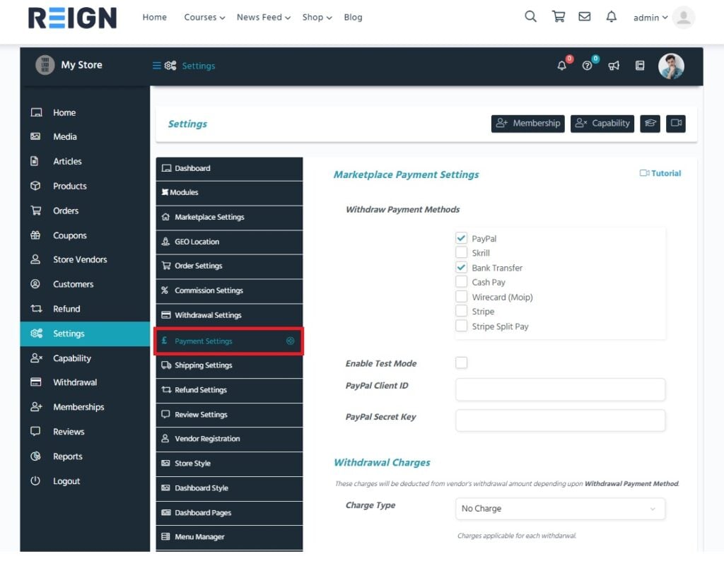 Payment option in WCFM