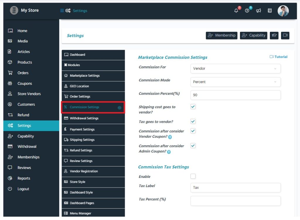 Vendor Management & Commissions