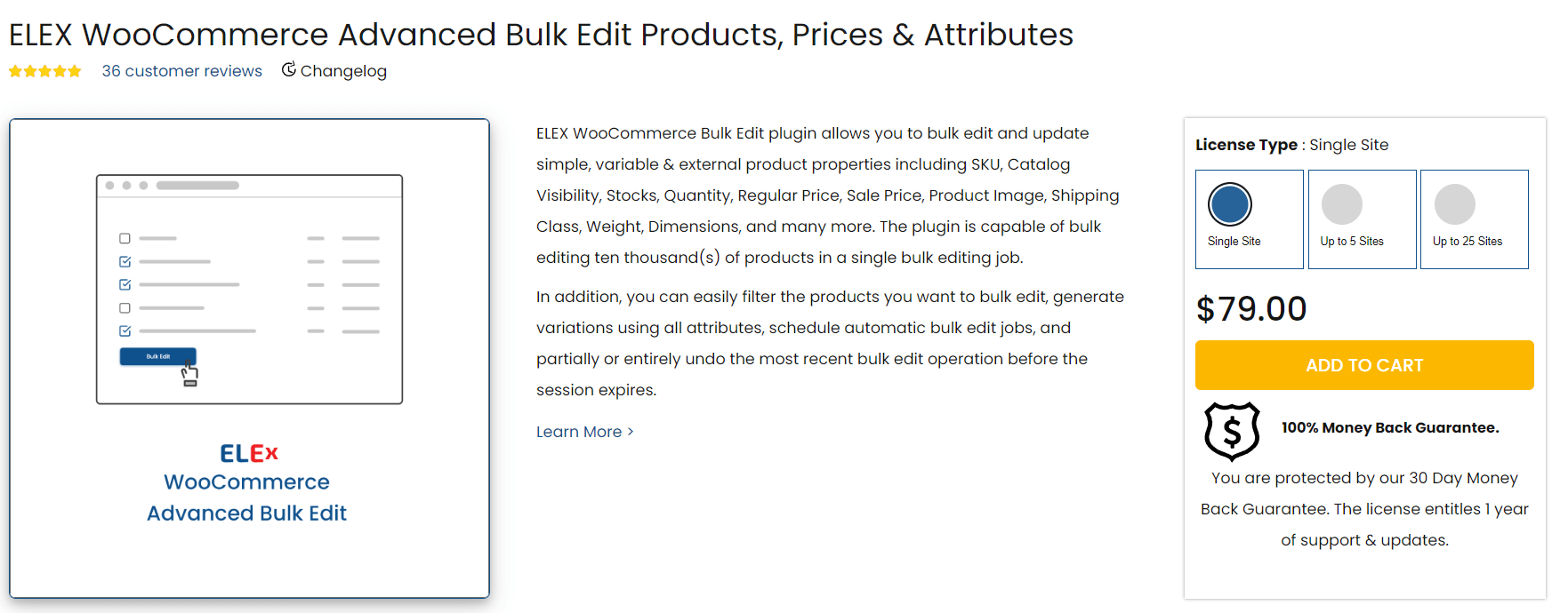 ELEX WooCommerce Bulk Edit plugin