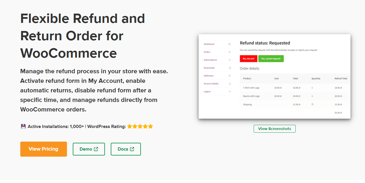 Flexible Refund and Return Order
