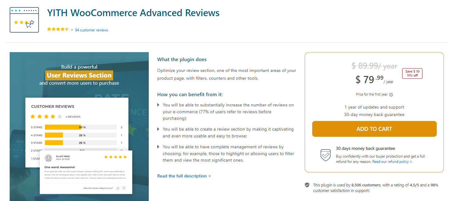 YITH WooCommerce Advanced Reviews plugin