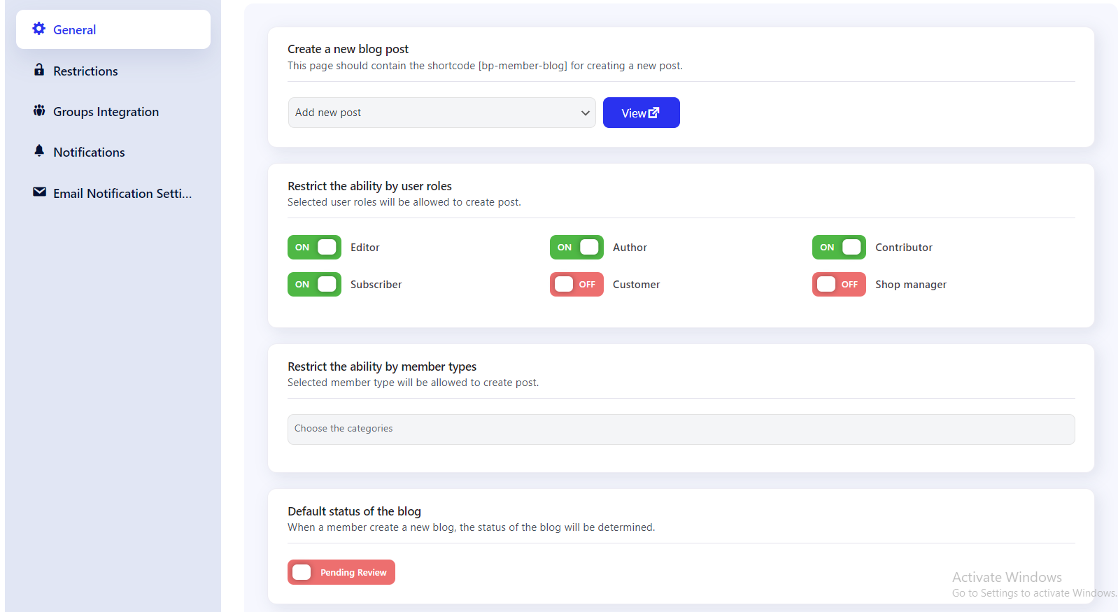 BuddyPress member blog