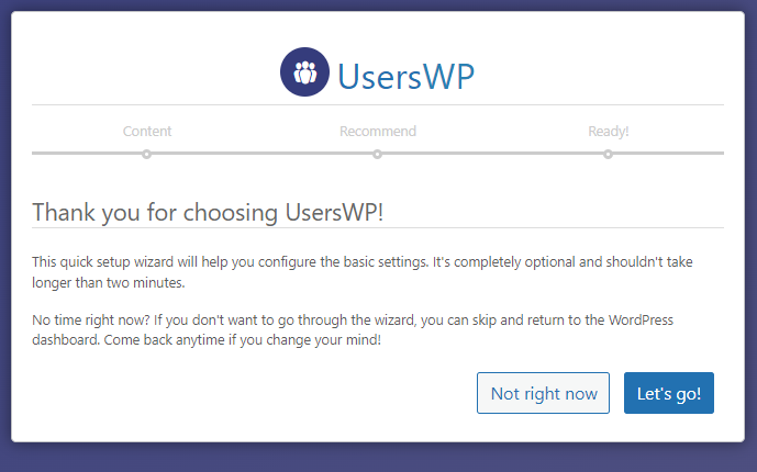 UserWp configration