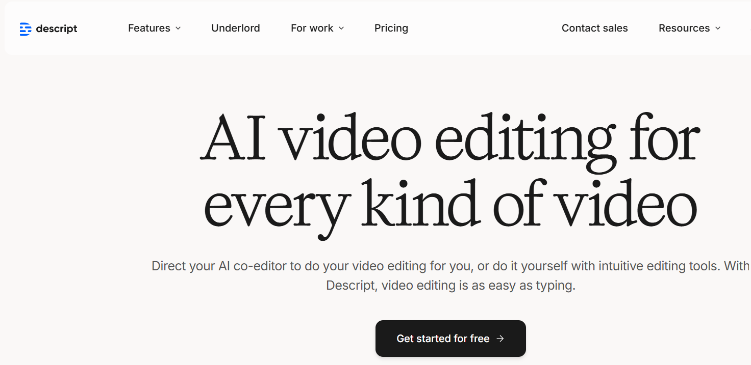 Descript- AI Noise Reduction Software