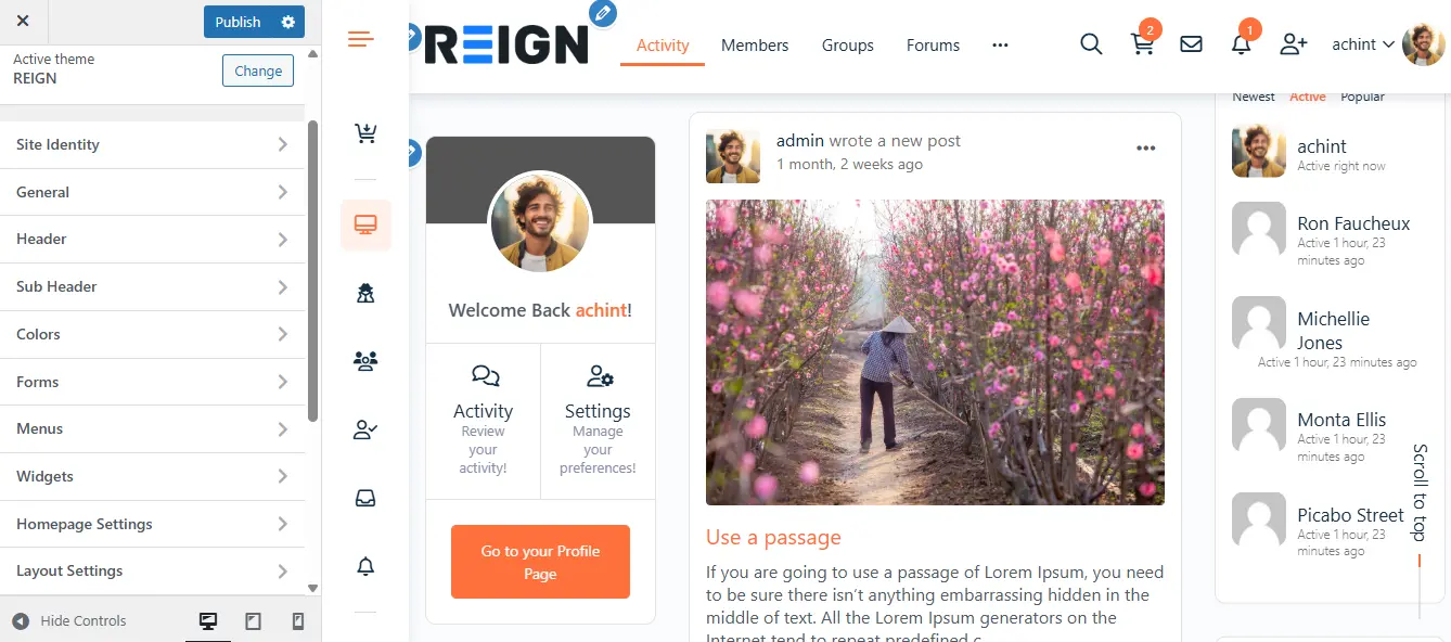 Customize Reign Theme