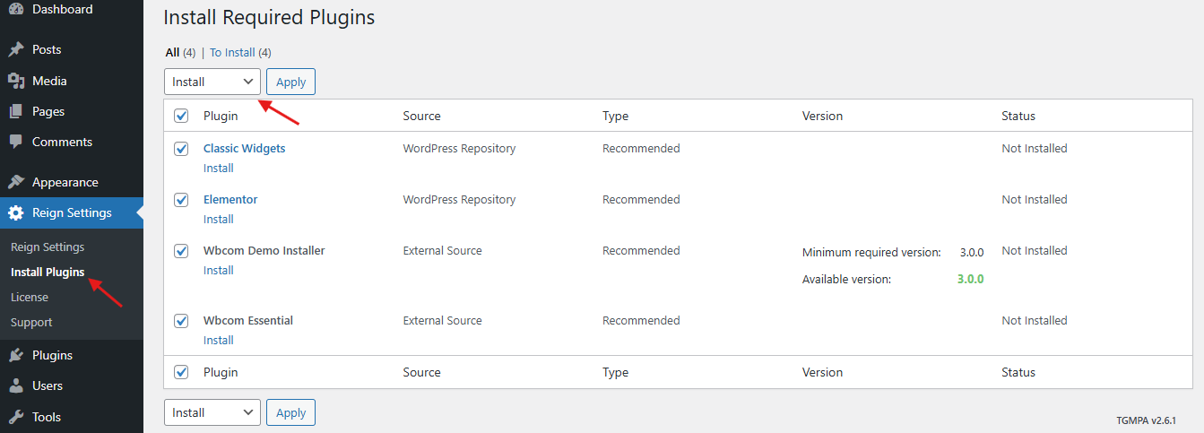 Install Required Plugins