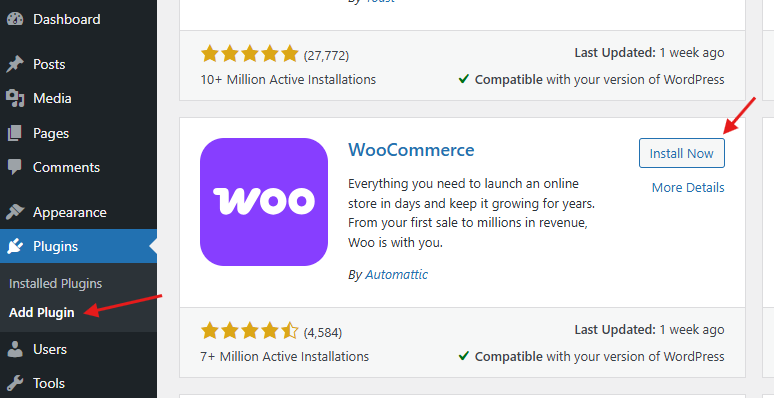 Install and Activate WooCommerce