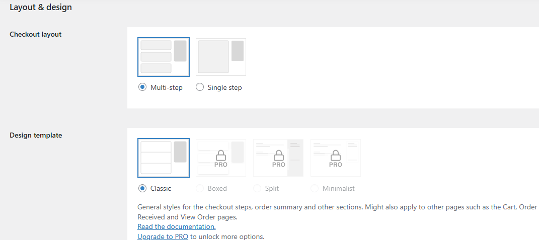 select Multi-Step Checkout Layout