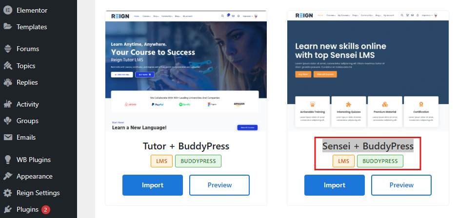 Sensei LMS and BuddyPress Demo