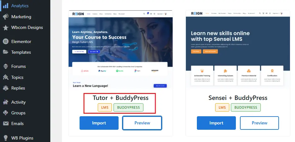 TutorLMS Demo Import