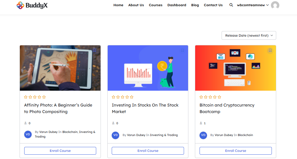 TutorLMS Courses Page