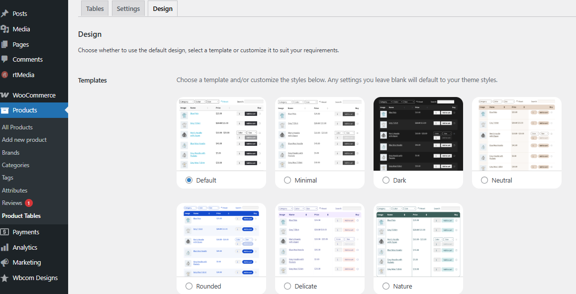 Customize the Table Design