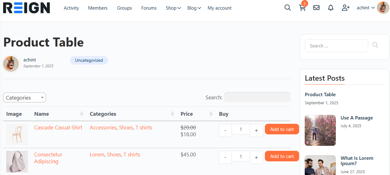 Add a Product Table to WooCommerce