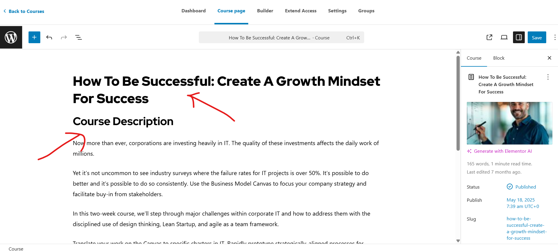 itle and description