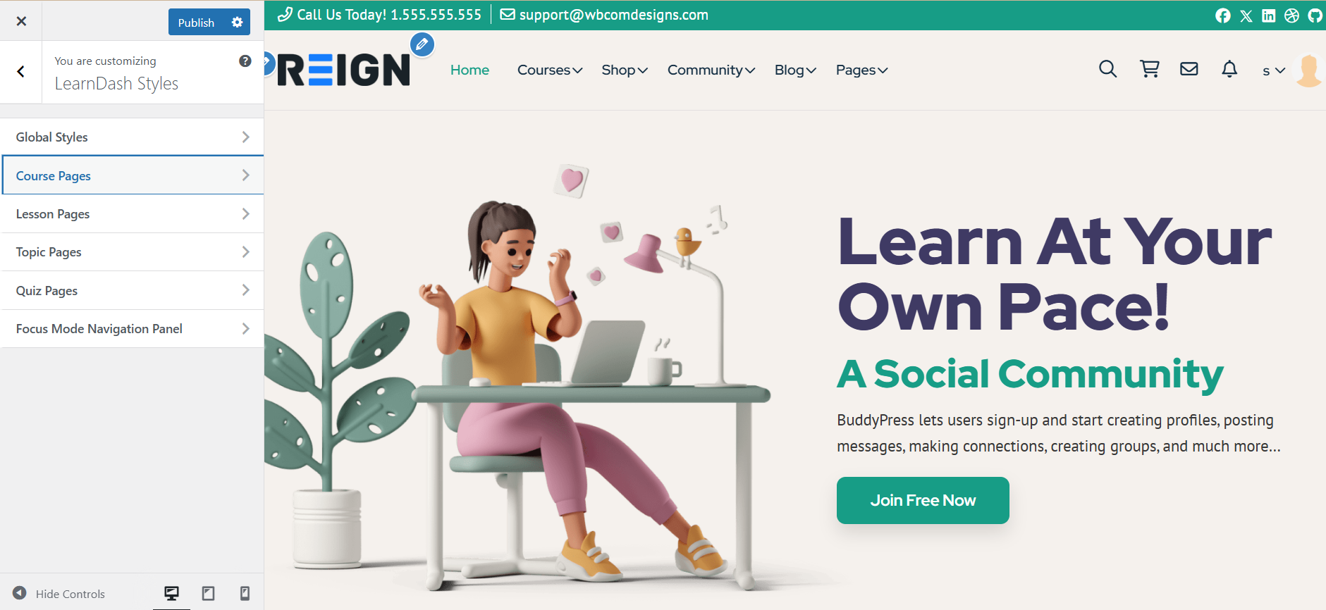 Design Your Course Pages with Reign