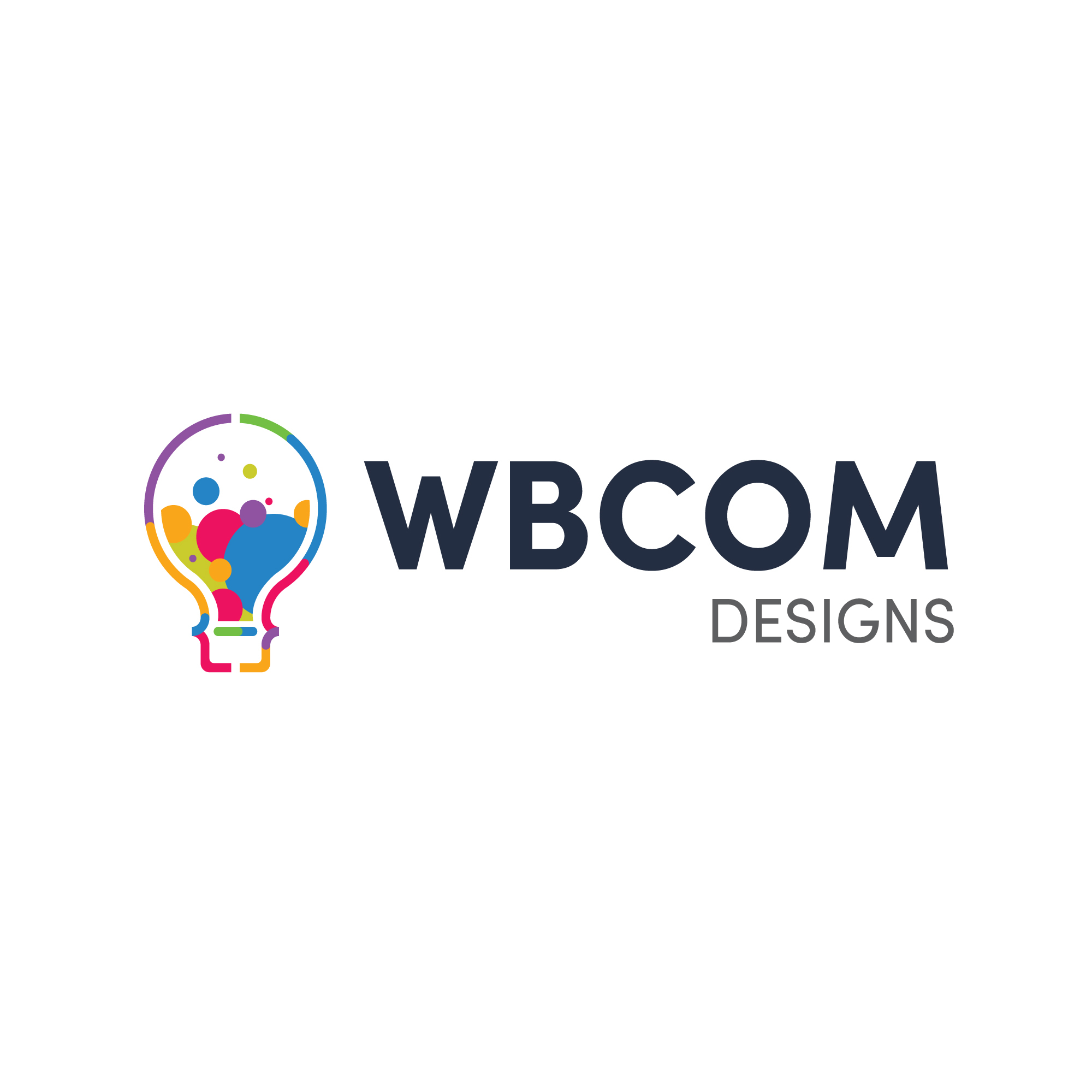 Wbcom Designs logo, light colors on a dark background