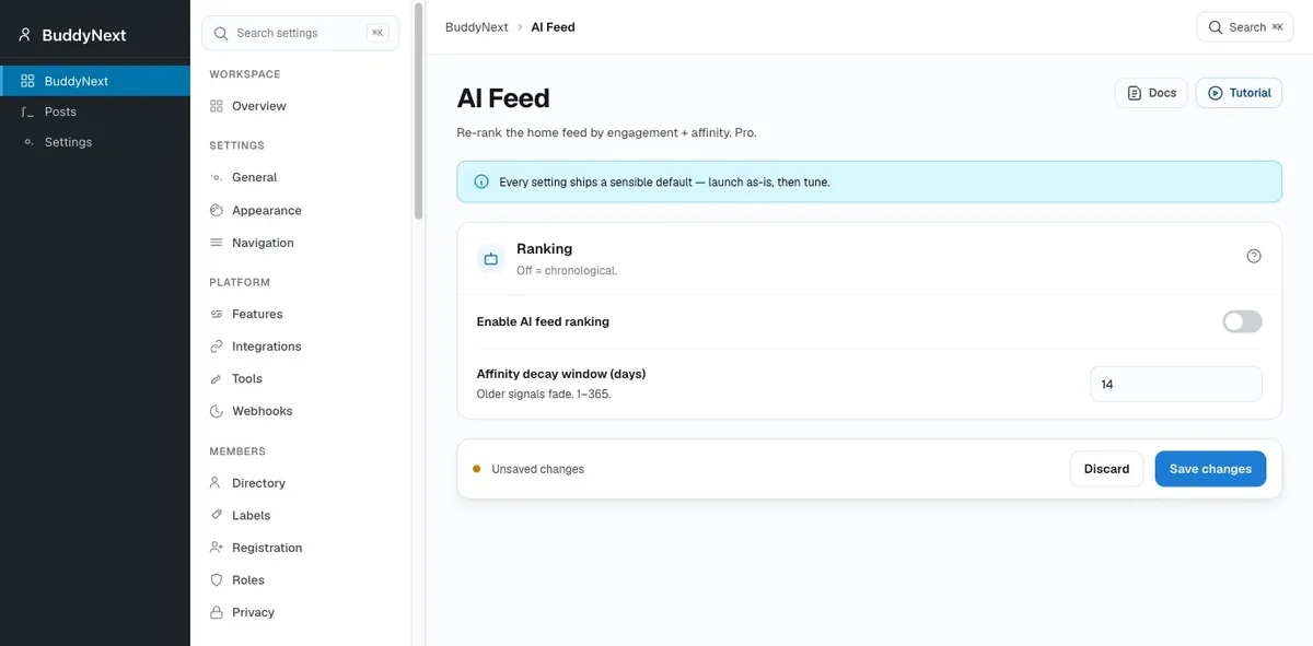 BuddyNext Pro AI admin screen
