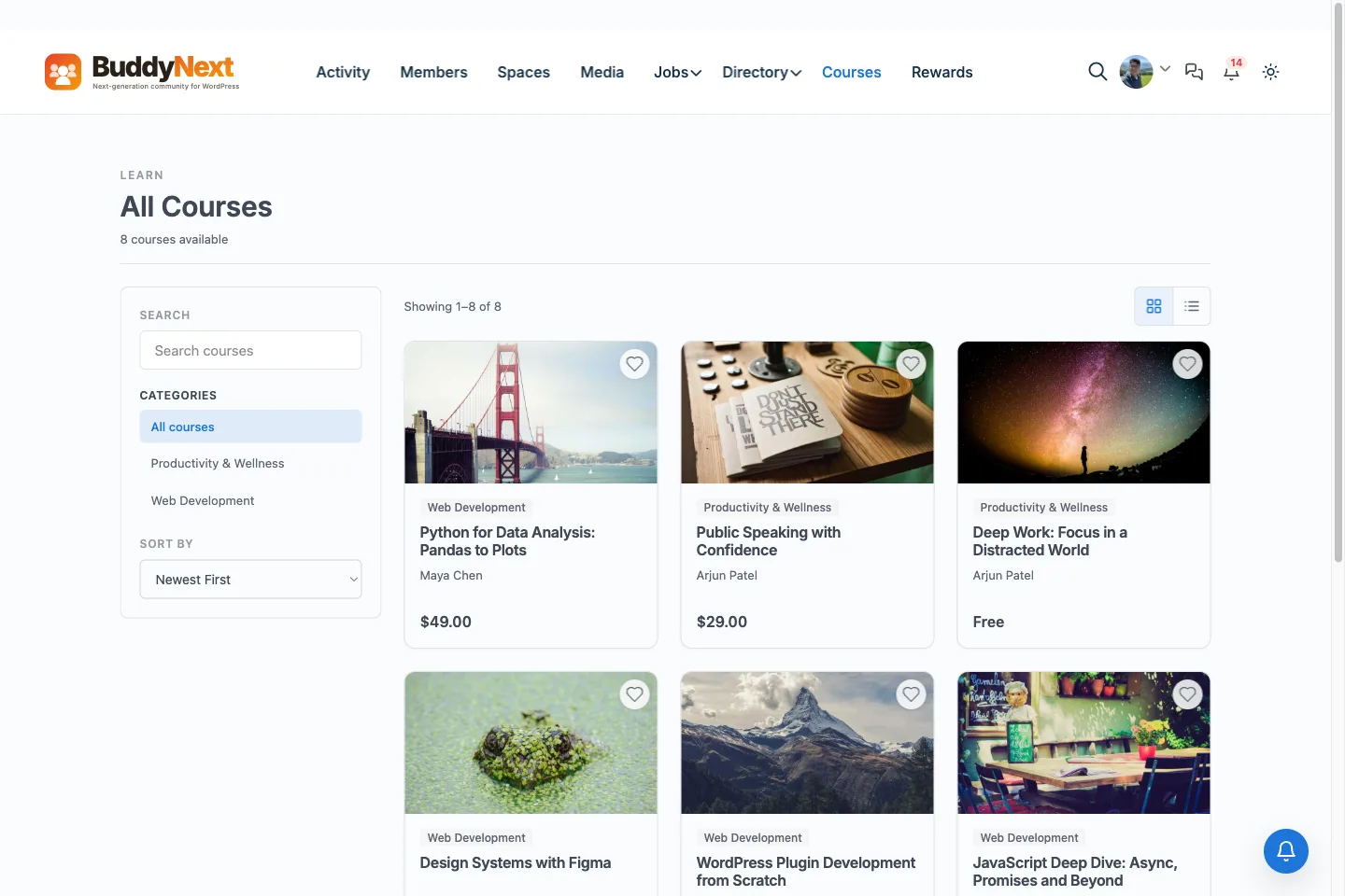 BuddyX course catalog