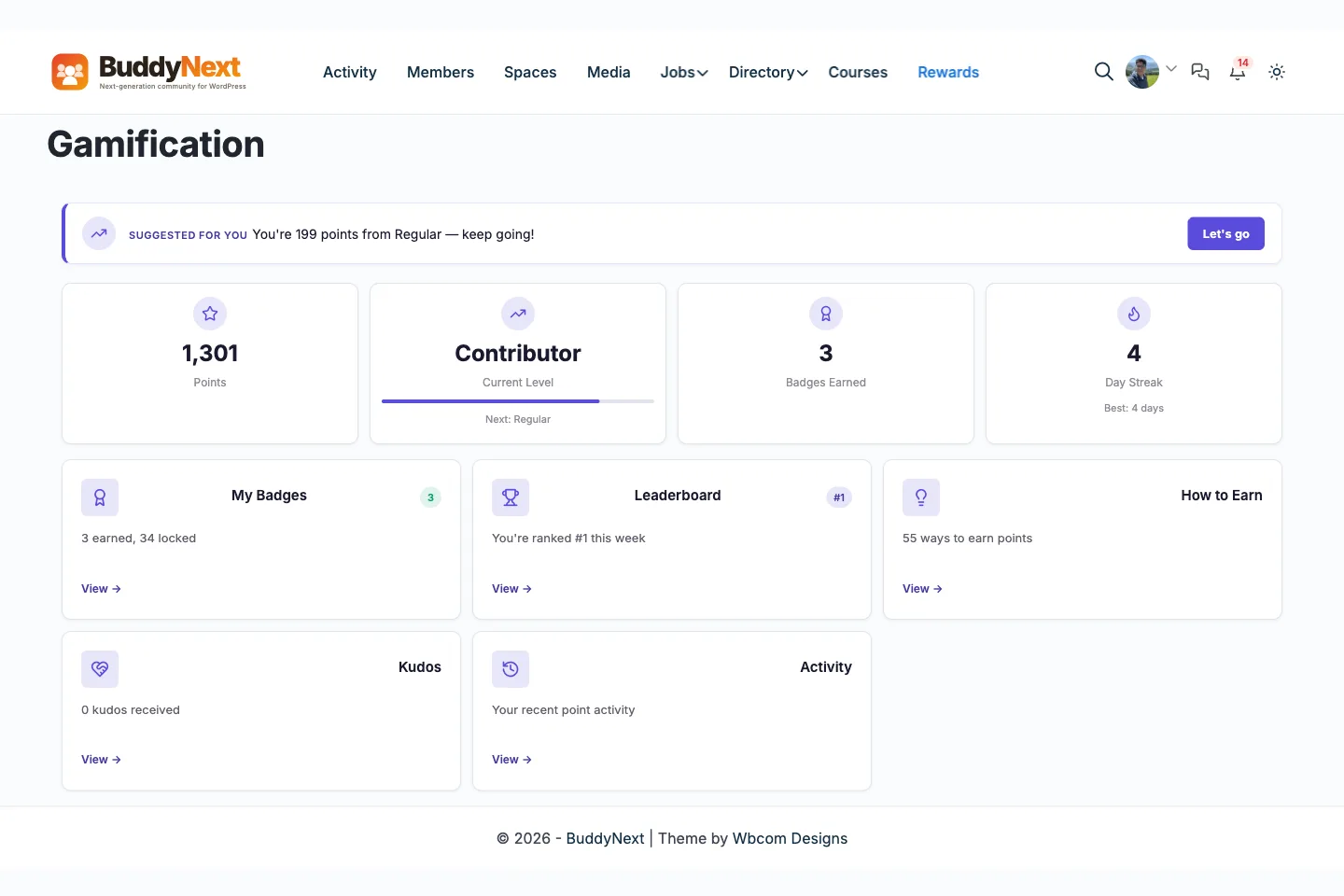 BuddyX gamification leaderboard