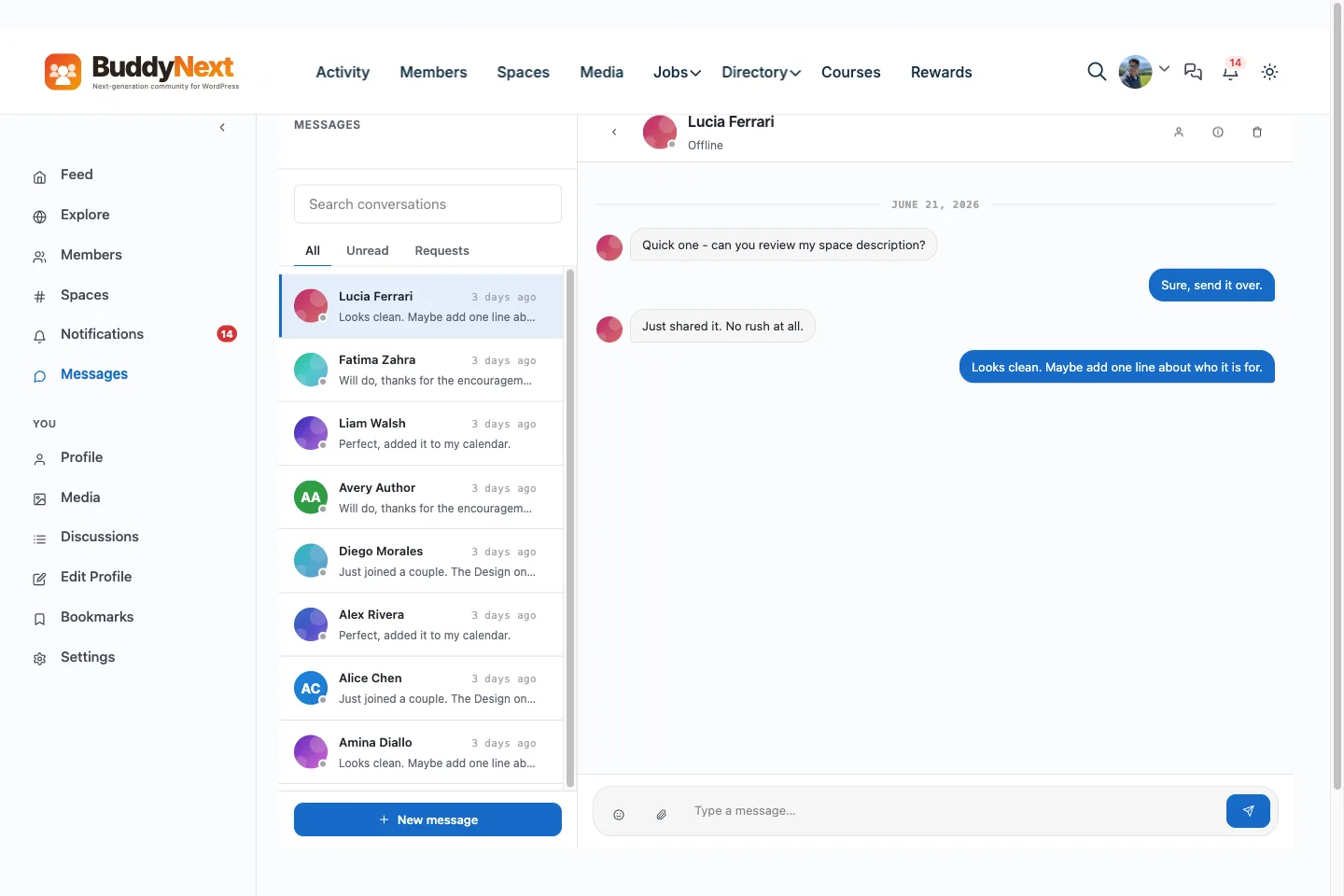 BuddyX private messaging