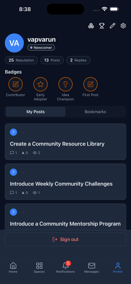 A member profile in the Jetonomy iOS app