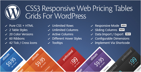 CSS3 Responsive WordPress Compare Pricing Tables Plugin