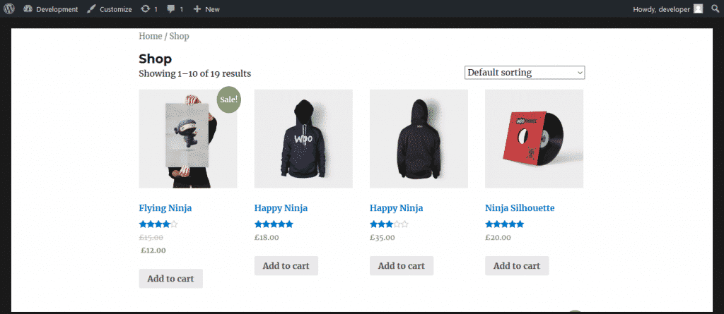 Normal WooCommerce Shop Page