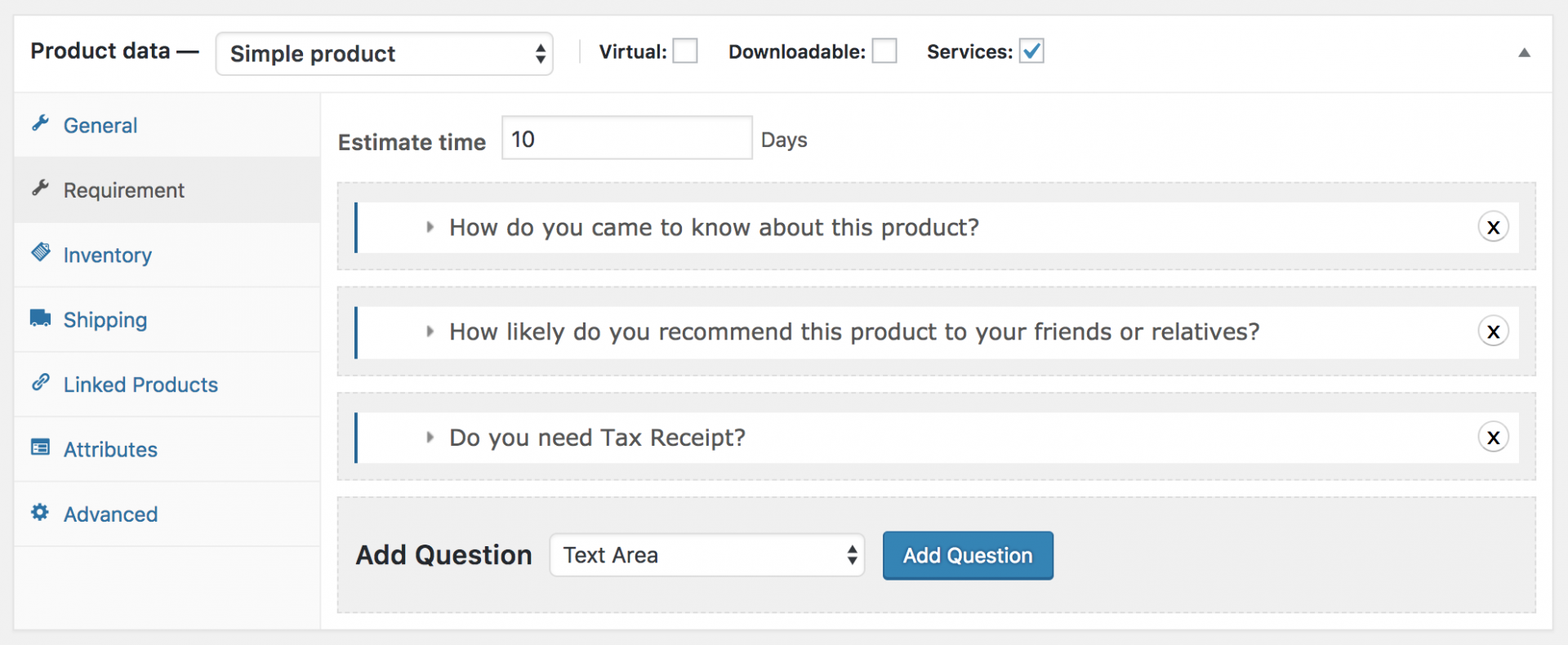More Clean option to set your product as services