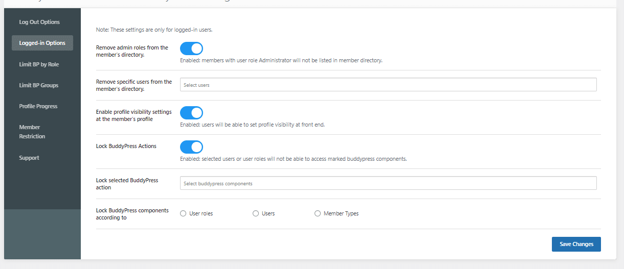 logged-in-users-setting