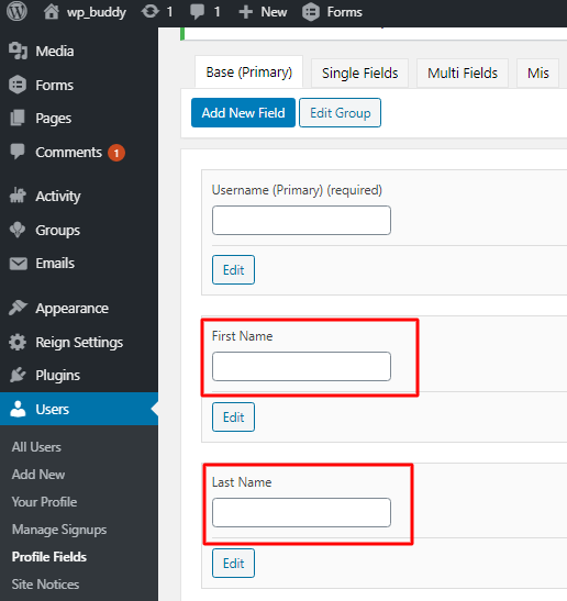 Buddypress Registration Forms