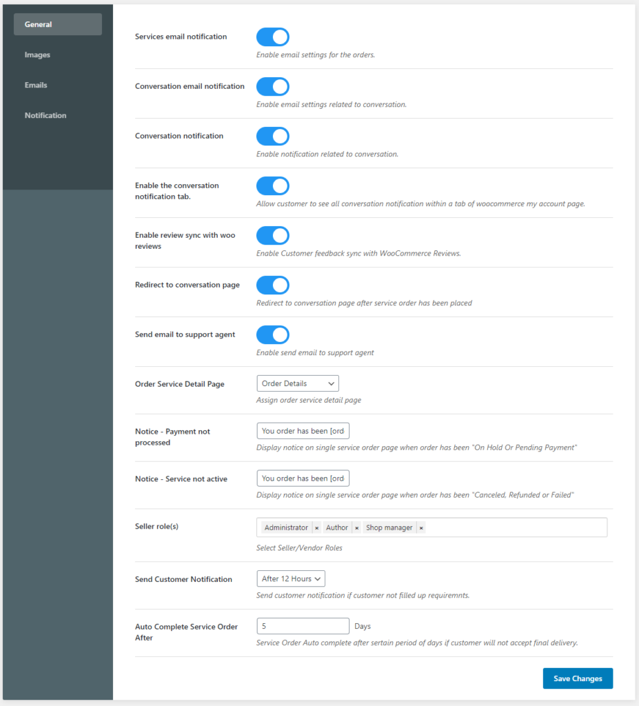 Woo Sell Services General Settings