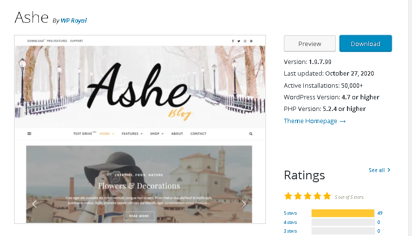 Ashe: Feminine WordPress Themes