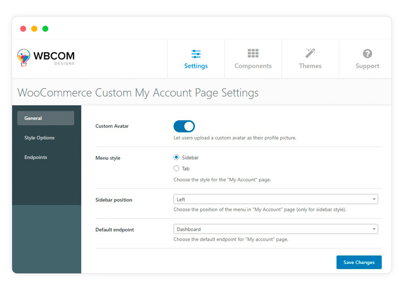 WooCommerce Custom My Account Page 2 my account page setting view - Wbcom Designs