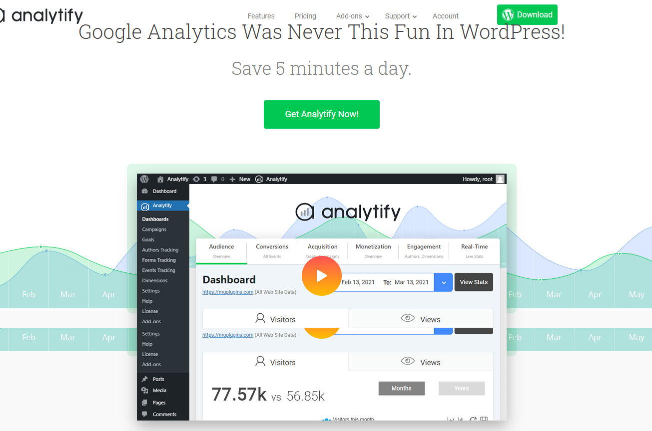 Google Analytics Dashboard plug-in by Analytify