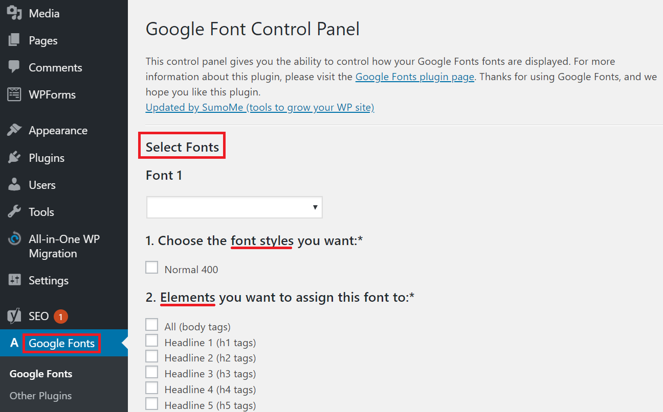 WP Google Fonts