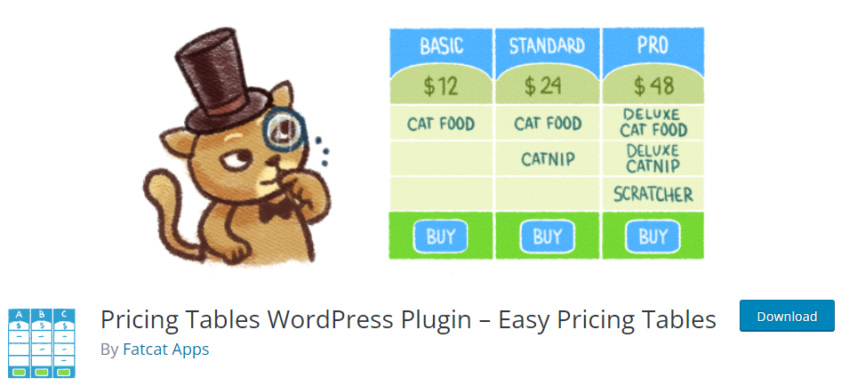 pricing table WordPress plugin