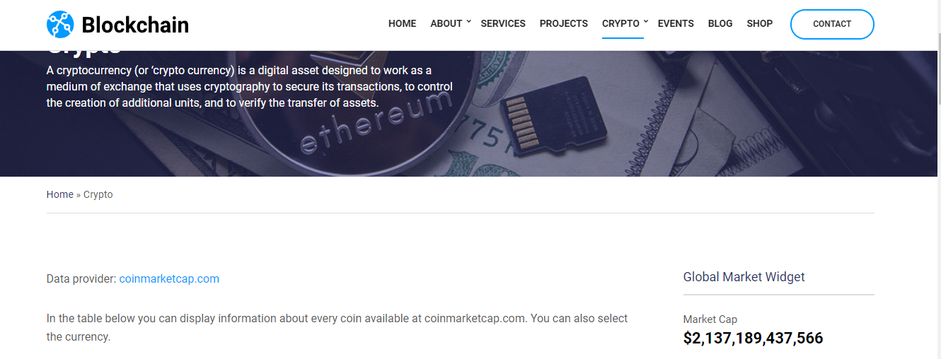 Blockchain: WordPress Theme