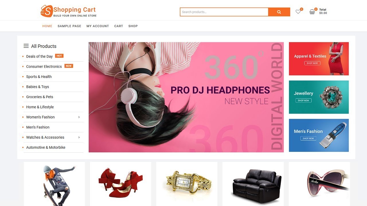 ShoppingCart: free WordPress eCommerce themes