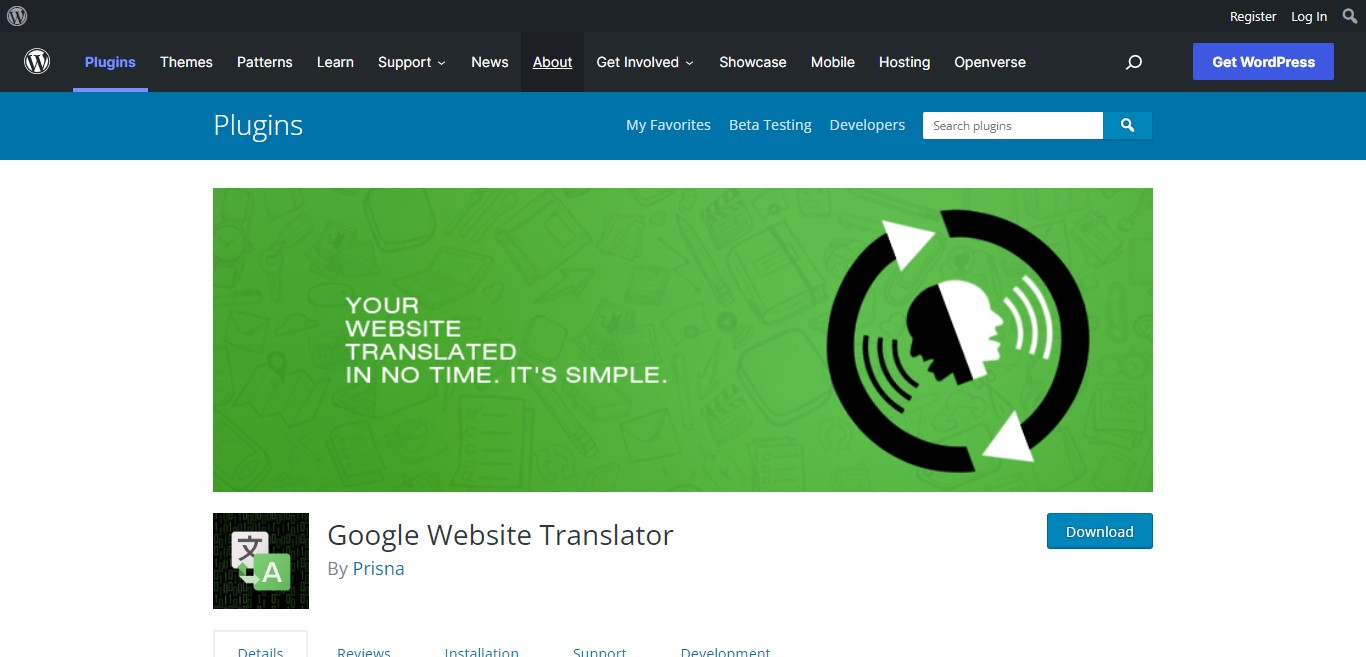 Googgle website translater
