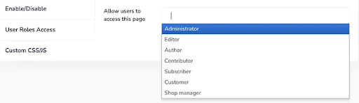 Access to the Admin Page's roles- Customize WordPress dashboard