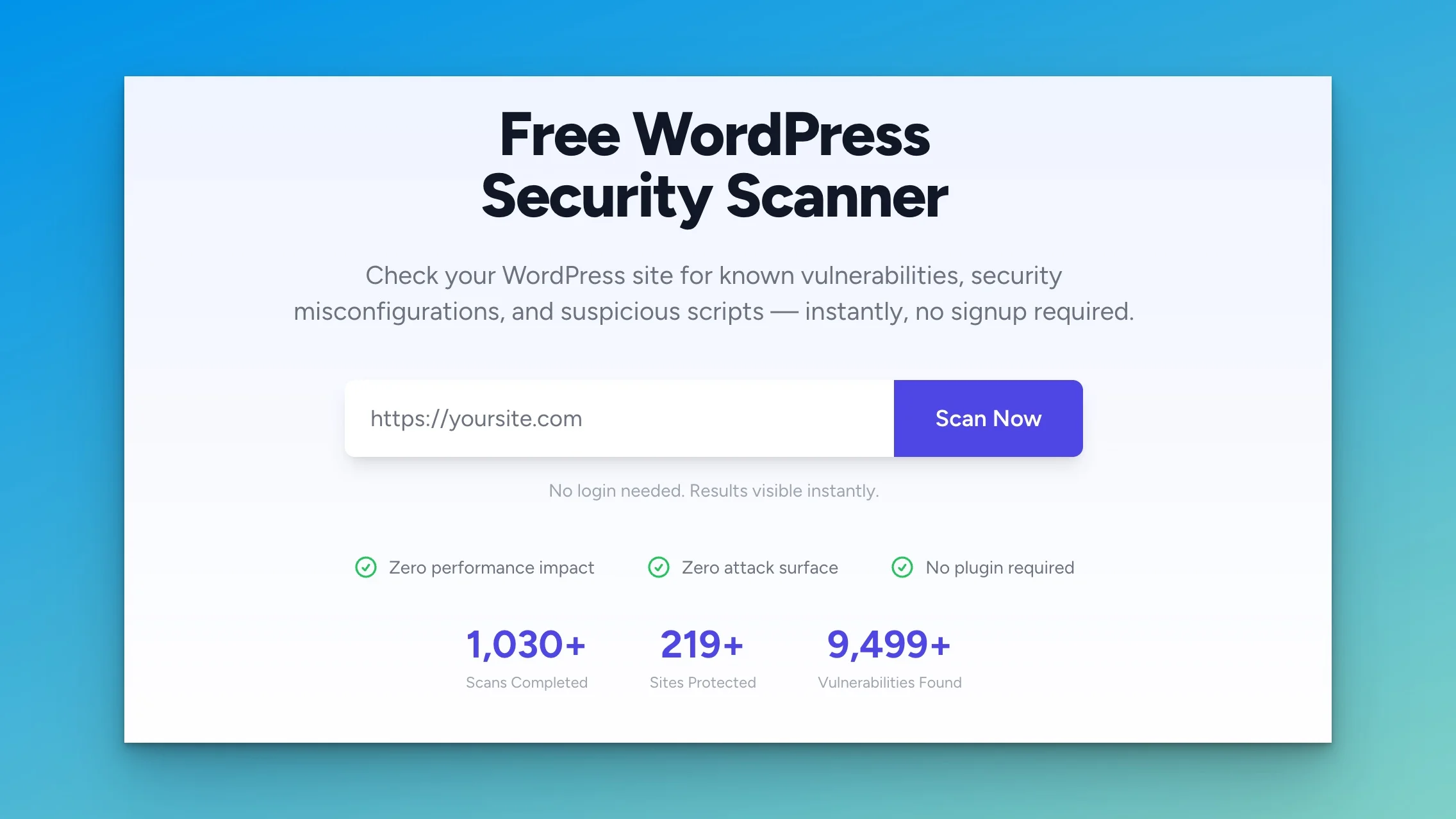 WPVanguard security scanner screenshot