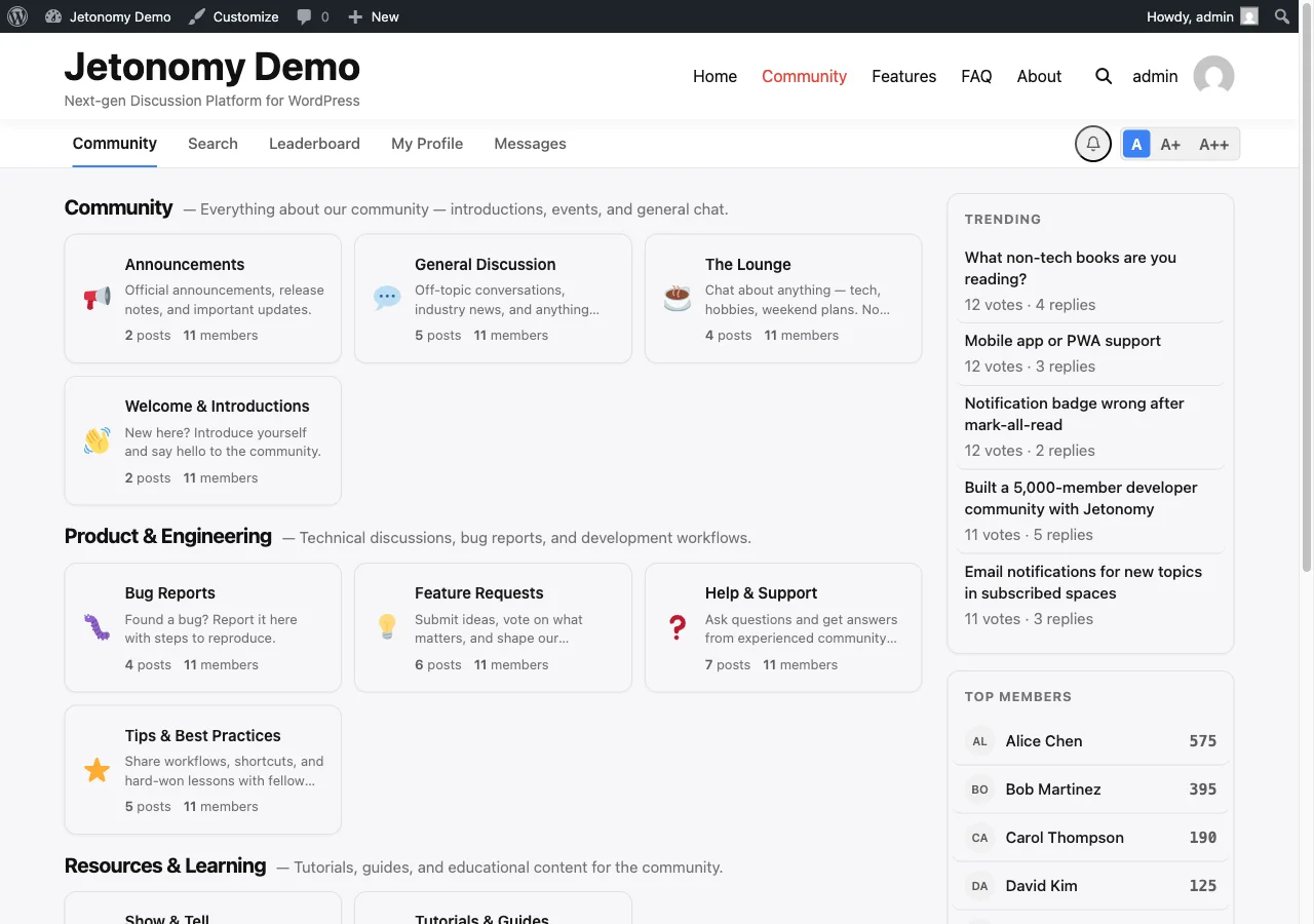 Jetonomy community homepage
