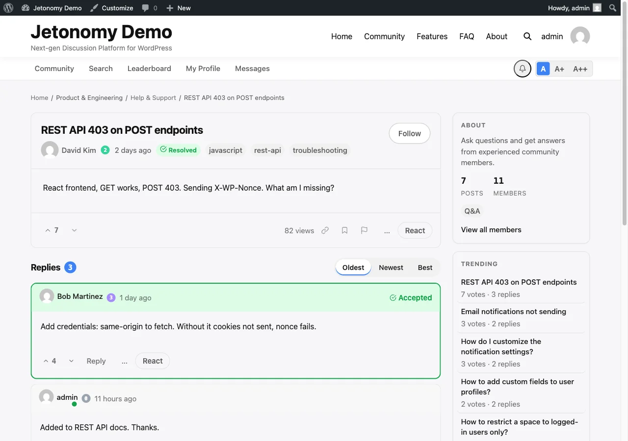 Q&A topic with trust badges